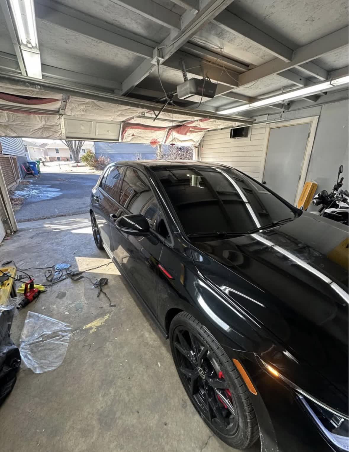 Black Dodge with finished automotive window tint